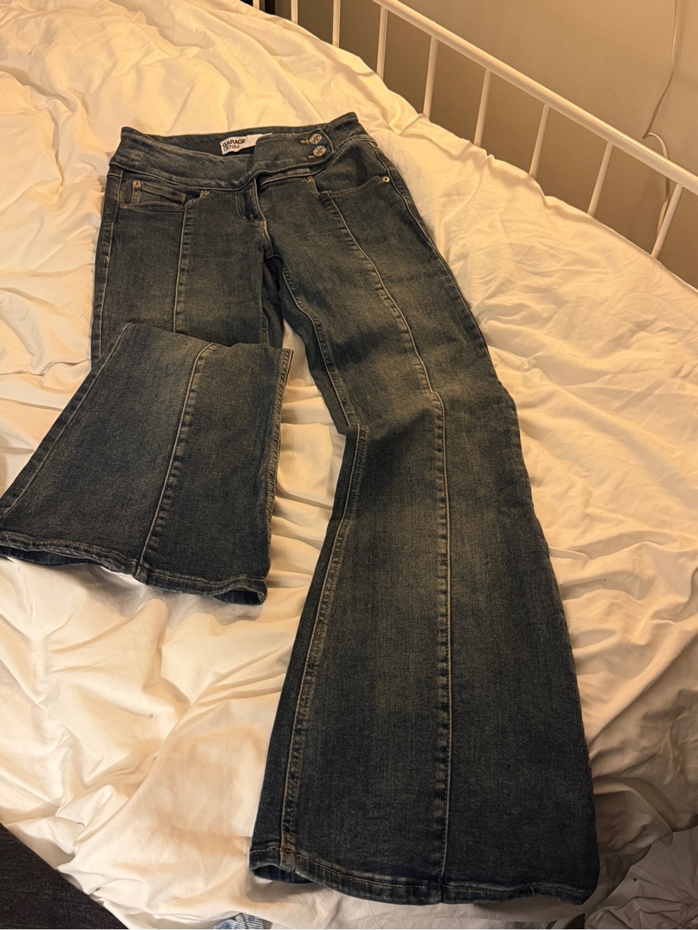 Garage Dark Wash Flare Jeans - Dark Blue